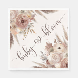 Baby in Bloom boho pampas grass girl baby shower Napkins