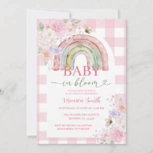 Baby in Bloom Boho Rainbow Pink Baby Shower Invitation