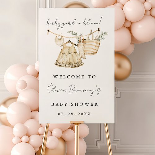 Baby In Bloom Boho Script Welcome Party Sign