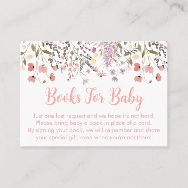 Baby In Bloom Boho Wildflower Baby Book Request Enclosure Card (Front)