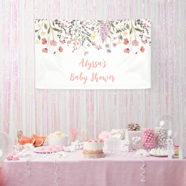Baby In Bloom Boho Wildflower Baby Shower Banner (Party)