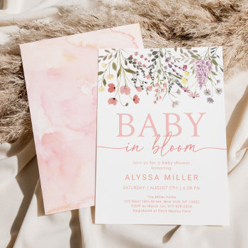 Baby In Bloom Boho Wildflower Baby Shower Invitation by LittlePrintsParties at Zazzle