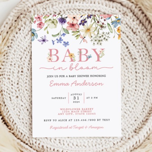 Baby In Bloom Boho Wildflower Baby Shower Invitation