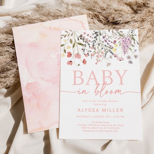 Baby In Bloom Boho Wildflower Baby Shower Invitation