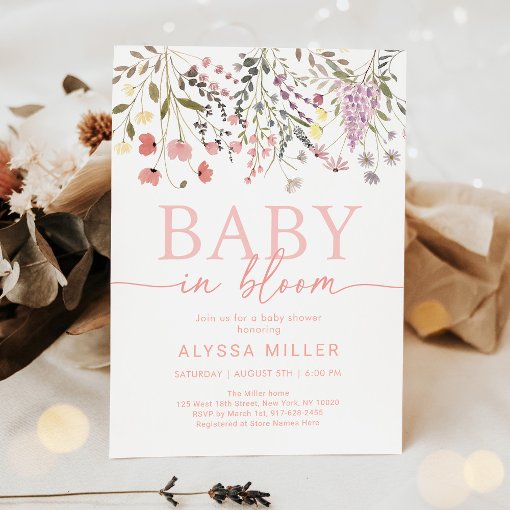 Baby In Bloom Boho Wildflower Baby Shower Invitation | Zazzle