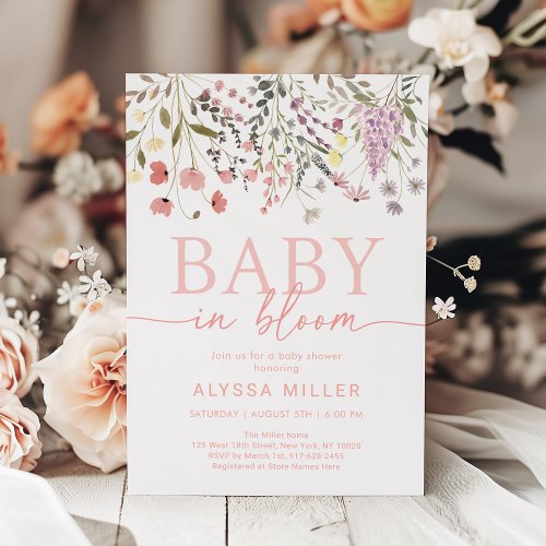 Baby In Bloom Boho Wildflower Baby Shower Invitation