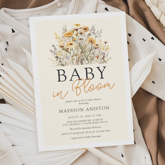 Baby In Bloom Boho Wildflower Baby Shower Invitation (Creator Uploaded)