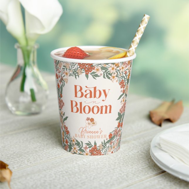 Baby in Bloom Boho Wildflower Baby Shower Paper Cups (Insitu)