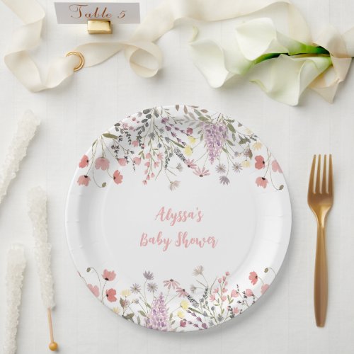 Baby In Bloom Boho Wildflower Baby Shower Paper Plates