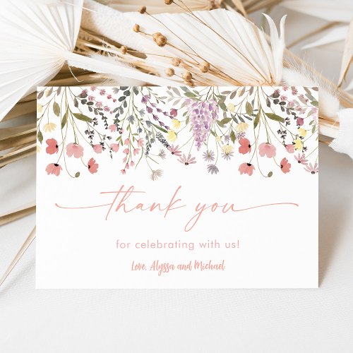 Baby In Bloom Boho Wildflower Baby Shower Thank You Card