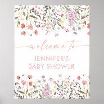 Baby In Bloom Boho Wildflower Baby Shower Welcome Poster