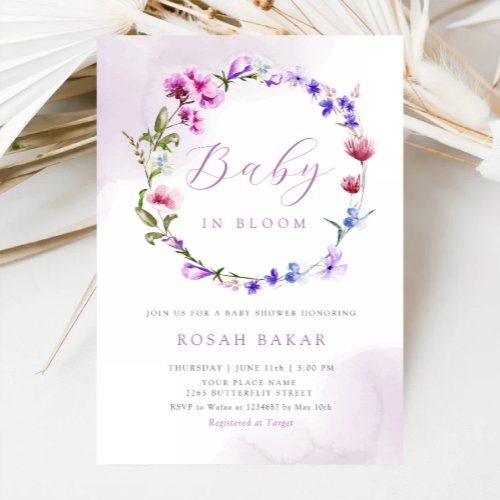 Baby in Bloom Boho Wildflower Floral Baby Shower Invitation
