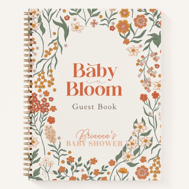 Baby in Bloom Boho Wildflower Girl Baby Guest Book (Front)