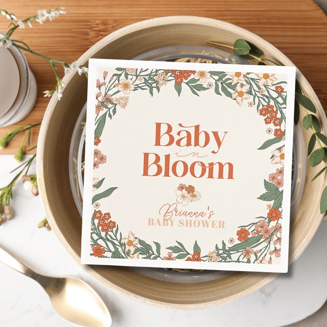 Baby in Bloom Boho Wildflower Girl Baby Shower Napkins (Creator Uploaded)