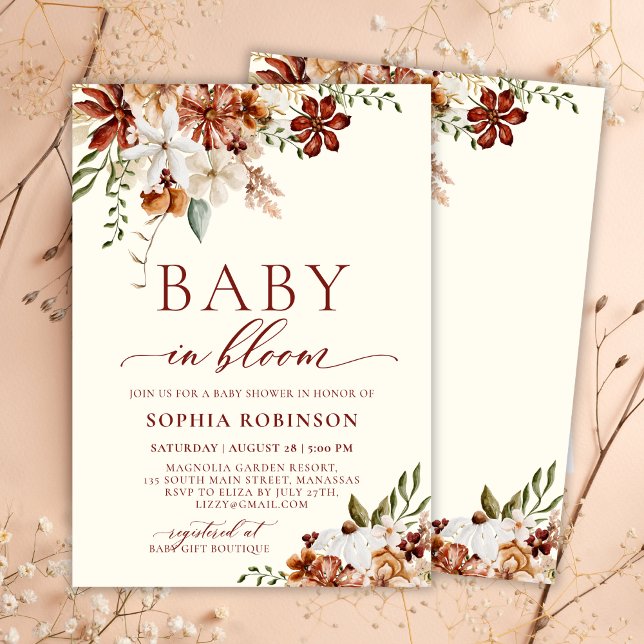 Baby in Bloom Boho Wildflower Rustic Baby Shower  Invitation (Creator Uploaded)