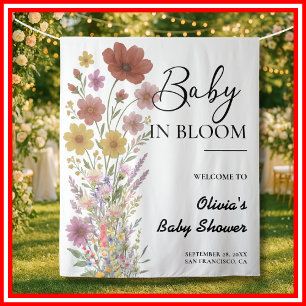 Baby in Bloom Boho Wildflower Shower Backdrop