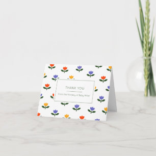 Baby in Bloom Bold Colorful Baby Shower Letterpress Thank You Card