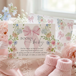 Baby in Bloom Book Request Pink Bow Baby Shower Enclosure Card