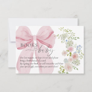 Baby in Bloom Book Request Pink Bow Baby Shower Invitation