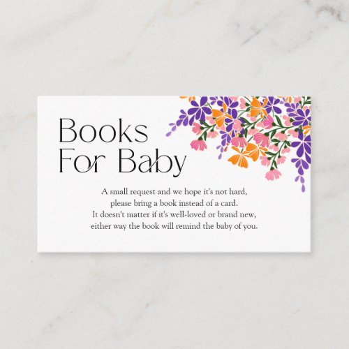 Baby in Bloom Books for Baby Spring Baby Shower Enclosure Card