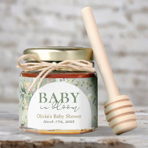 Baby in Bloom Botanical Eucalyptus Baby Shower Honey Jar Favors