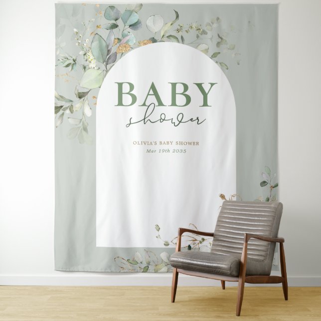Baby in Bloom Botanical Eucalyptus Backdrop (In Situ)