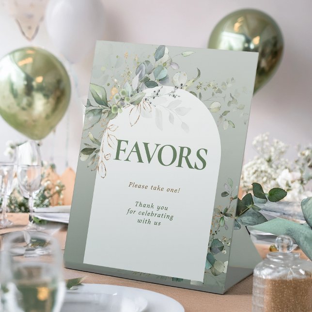 Baby in Bloom Botanical Eucalyptus Favors Pedestal Sign (Creator Uploaded)