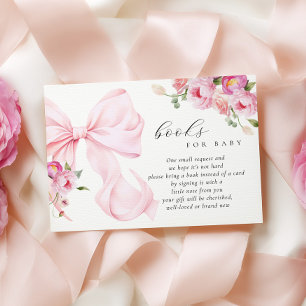Baby in Bloom Bow Baby Shower Books for Baby Enclosure Card