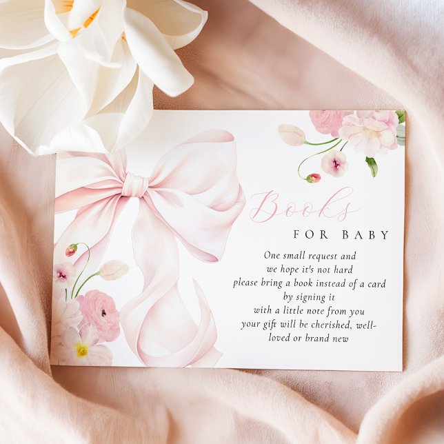 Baby in Bloom Bow Baby Shower Books for Baby Enclosure Card (Creator Uploaded)
