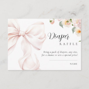 Baby in Bloom Bow Baby Shower Diaper Raffle Enclosure Card
