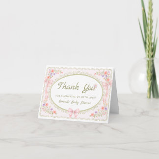 Baby in Bloom Bow Baby Shower Thank You Card