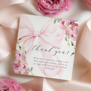 Baby In Bloom Bow Pink Thank You Card