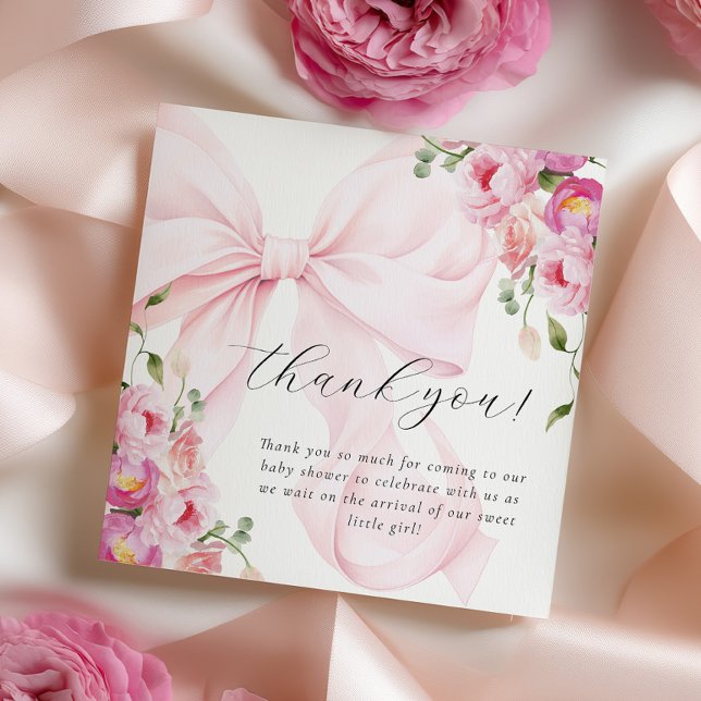 Baby In Bloom Bow Pink Thank You Card (Creator Uploaded)