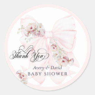 Baby in Bloom Bow Spring Garden Girl Baby Shower Classic Round Sticker