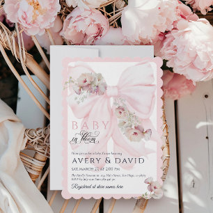 Baby in Bloom Bow Spring Garden Girl Baby Shower Invitation