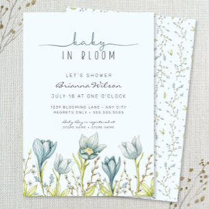 Baby in Bloom boy baby shower  Invitation