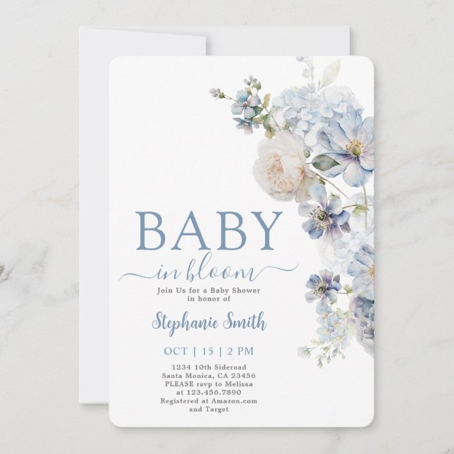 Baby in Bloom Boy Baby Shower Invitation (Front)