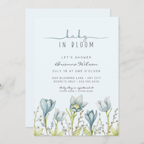 Baby in Bloom boy baby shower  Invitation