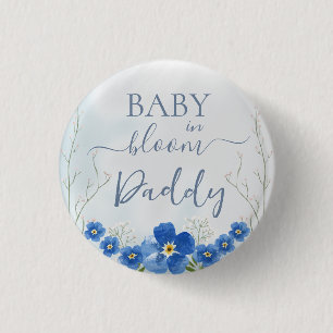 Baby in Bloom Boy Blue Floral Shower Daddy Button