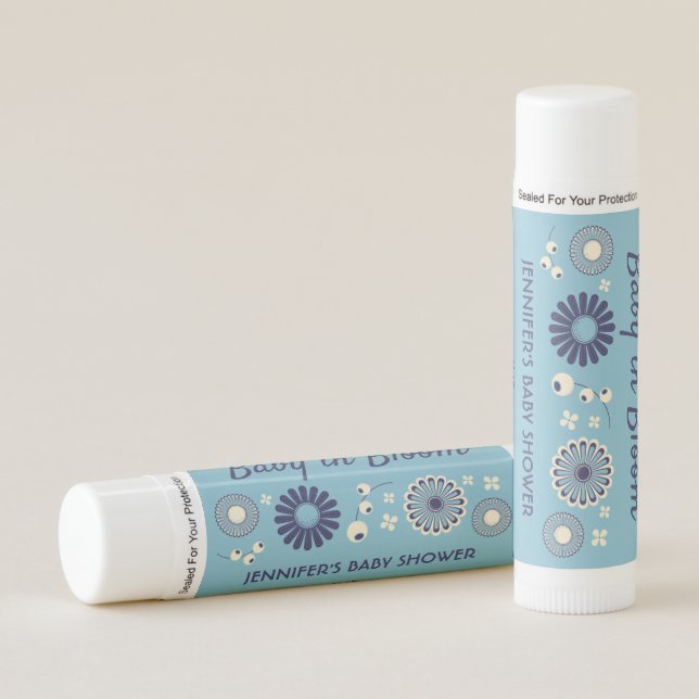 Baby in Bloom Boy Shower Party Favor Lip Balm (Front)
