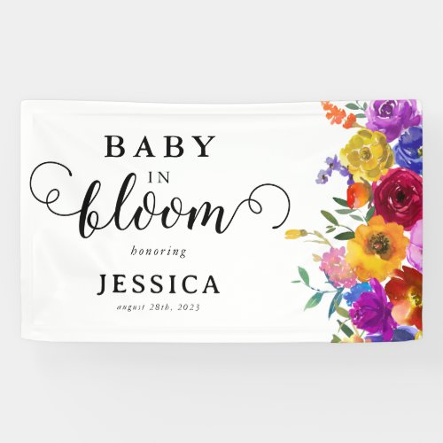 Baby in Bloom Bright  Bold Floral Baby Shower Banner