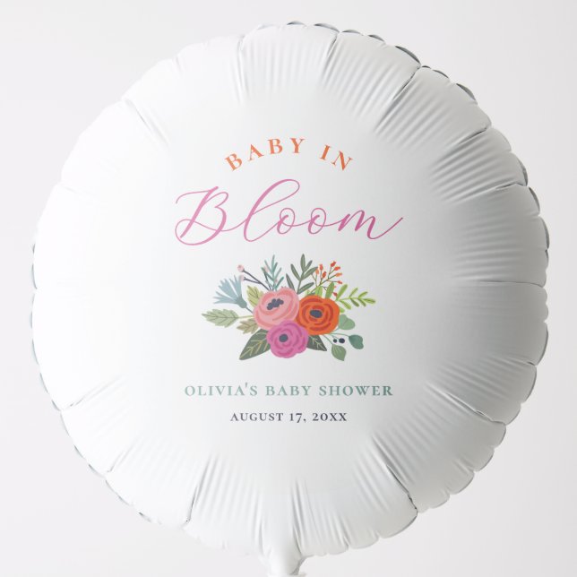 Baby in Bloom Bright Floral Baby Shower Balloon (Front)