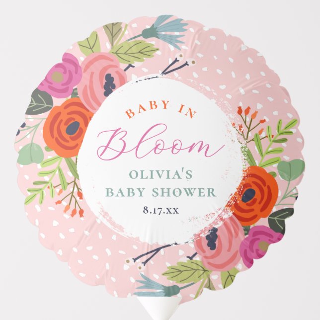 Baby in Bloom Bright Floral Baby Shower Balloon (Front)
