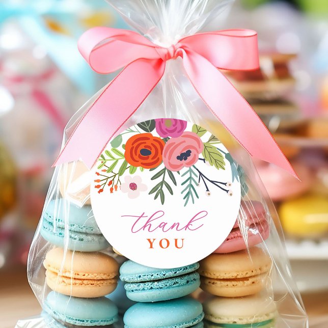 Baby in Bloom Bright Floral Baby Shower Classic Round Sticker (Creator Uploaded)