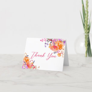 Baby in Bloom Bright Floral Baby Shower Letterpress Thank You Card