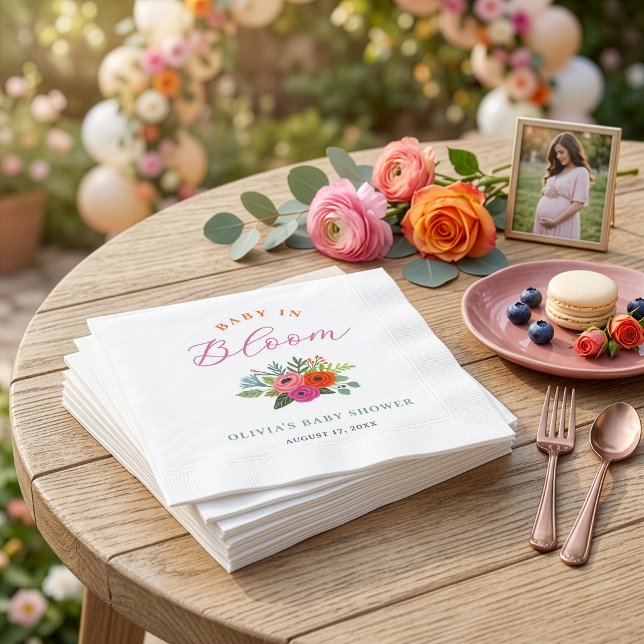 Baby in Bloom Bright Floral Baby Shower Napkins (Creator Uploaded)
