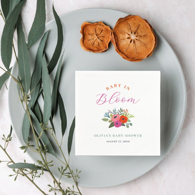 Baby in Bloom Bright Floral Baby Shower Napkins (Creator Uploaded)
