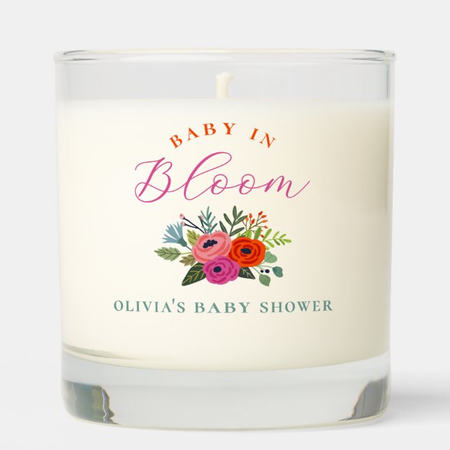 Baby in Bloom Bright Floral Baby Shower Scented Candle (Front)