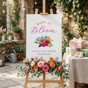 Baby in Bloom Bright Floral Baby Shower Welcome Poster