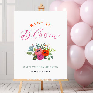Baby in Bloom Bright Floral Baby Shower Welcome Poster